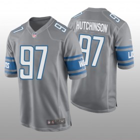 Camiseta Hombre NFL Detroit Lions Aidan Hutchinson 97 Game Silver 2022 NFL Draft